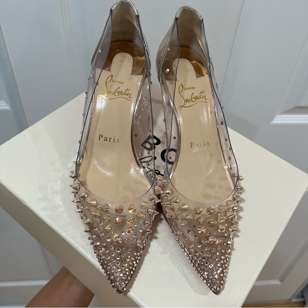 Christian Louboutin Rose Gold Spikes PVC Heels
